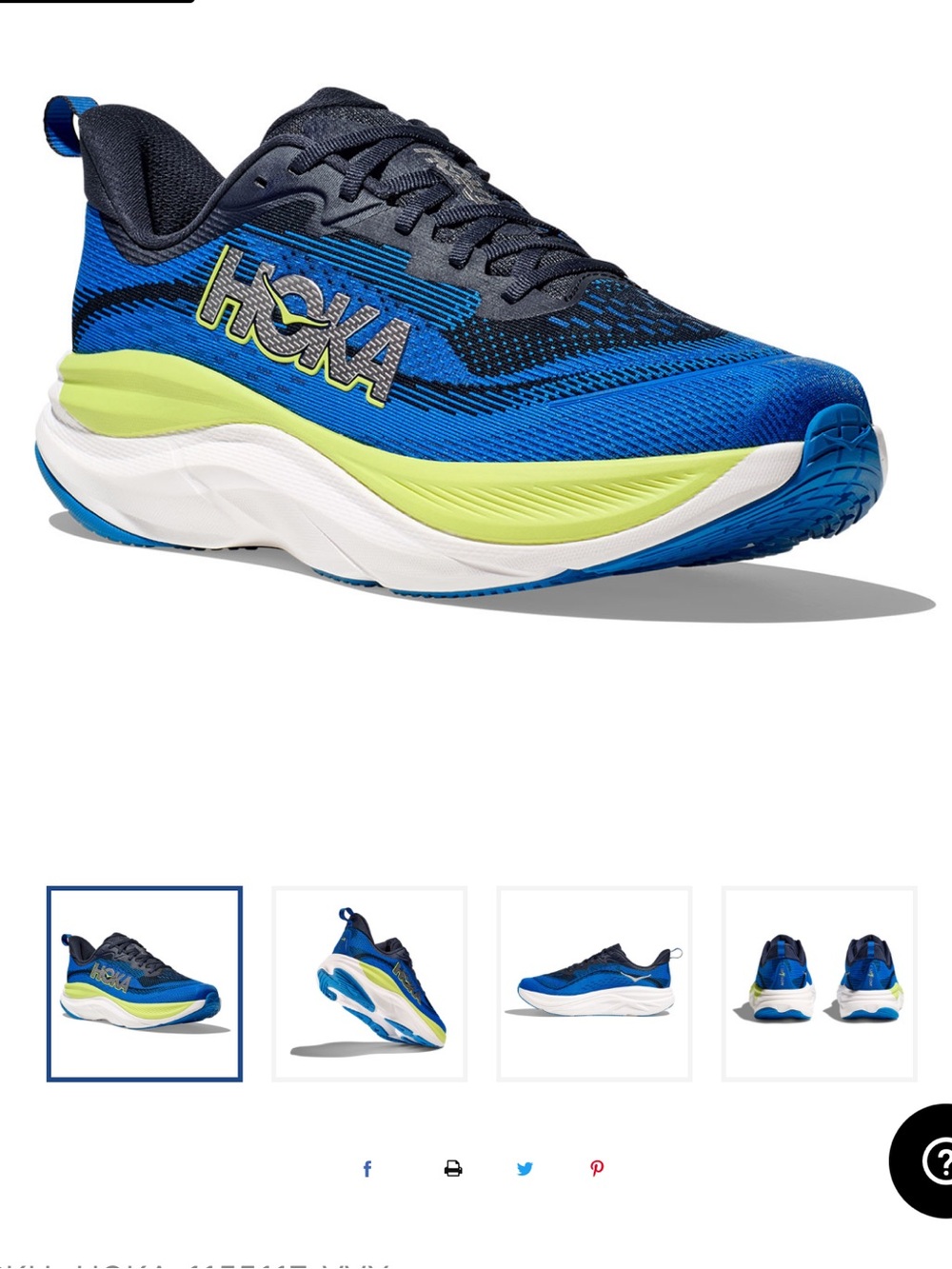 Hoka Men SkyFlow Blue with Neon Green Accent Running Sneakers